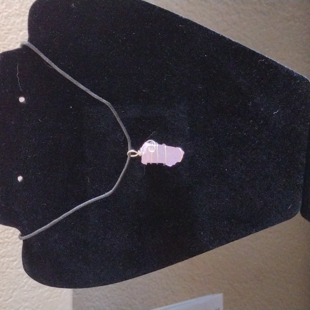 Wire wrapped quartz crystal necklace